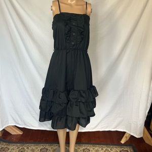 Vintage 70/80s spaghetti strap ruffle dress S/M black